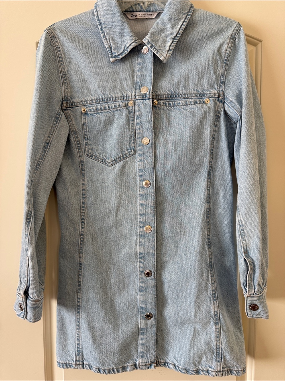 Zara Light Blue Denim Button-Front Dress size S